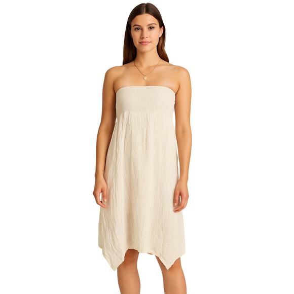 Sundry Dresses & Skirts - Sundry Strapless White Cotton Midi Dress, Smocked Bodice, Size Small, NWOT